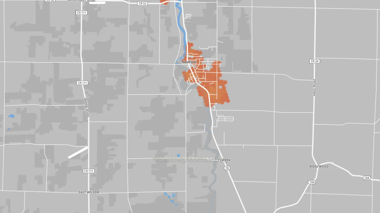 Bike Grade map of 14108, NY