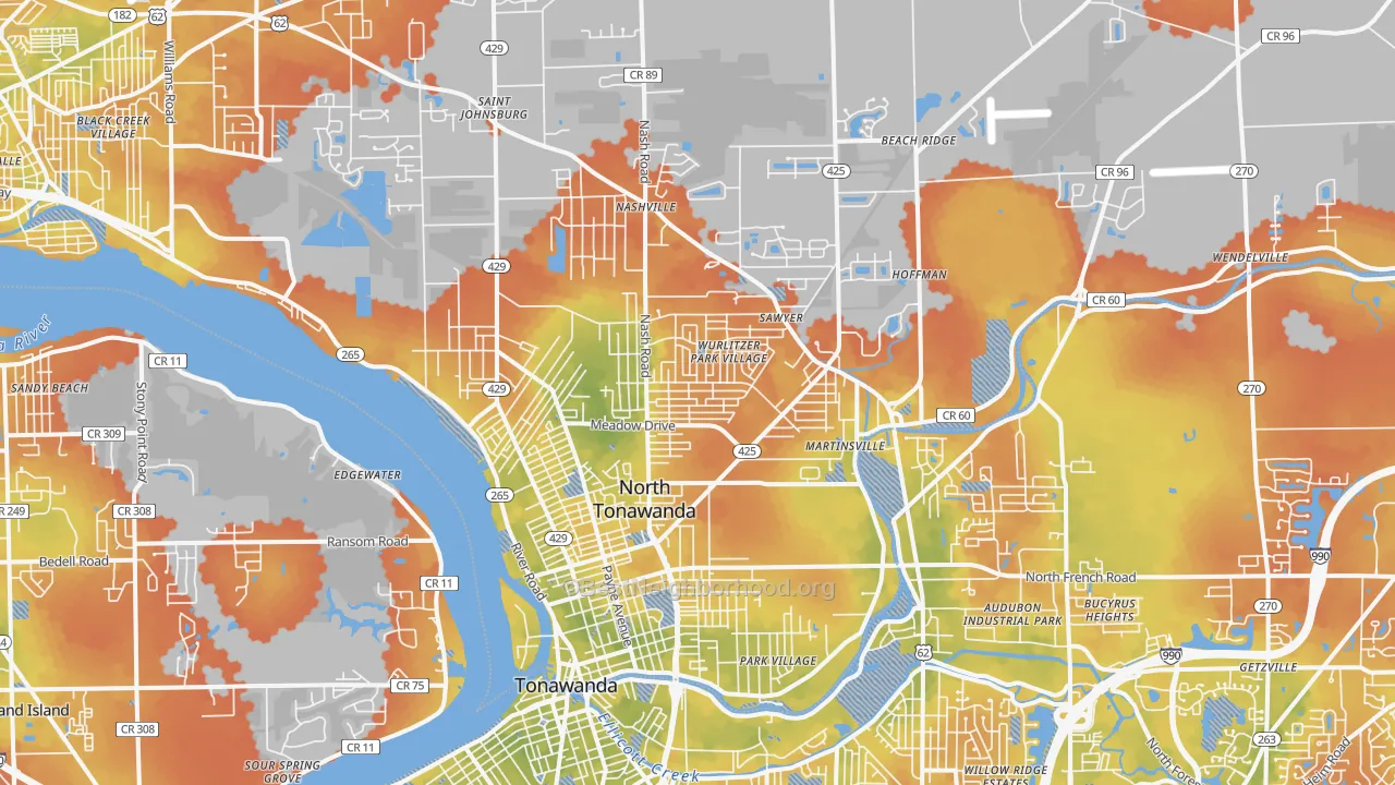 Bike Grade map of 14120, NY