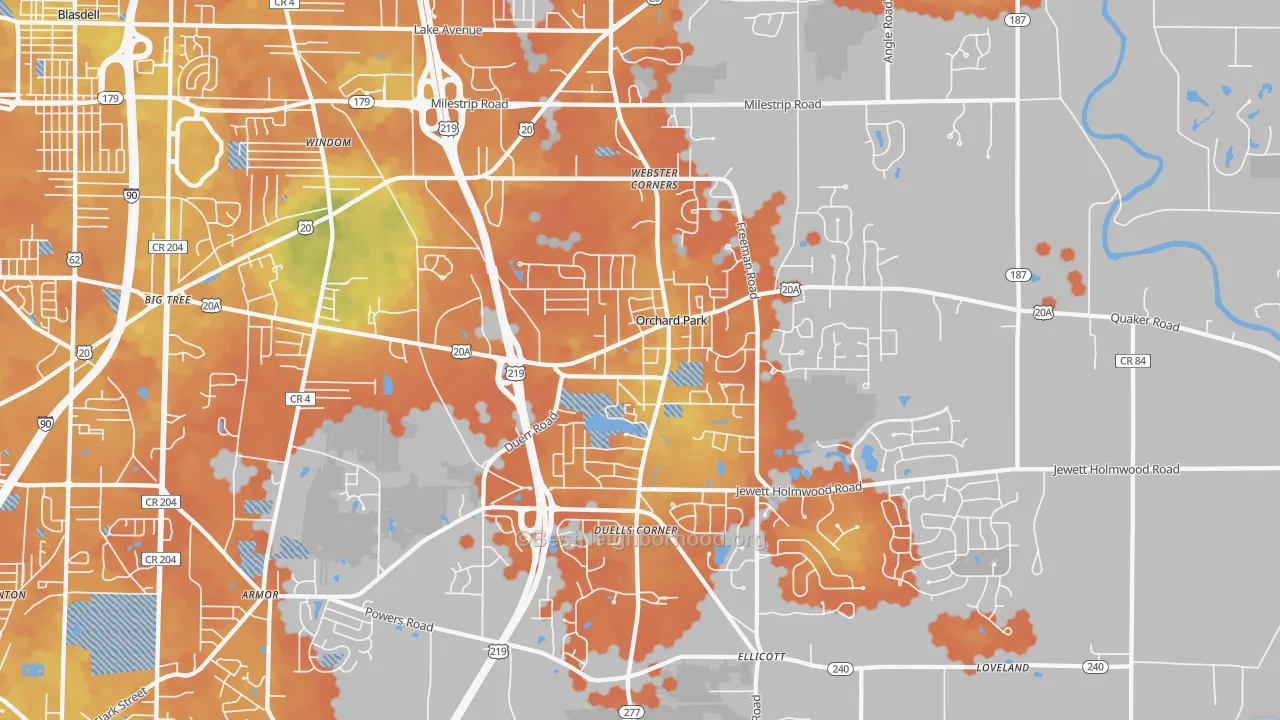 Bike Grade map of 14127, NY