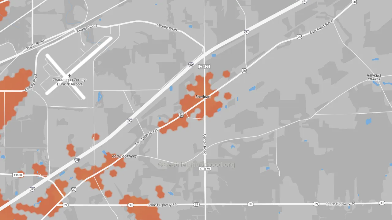 Bike Grade map of 14135, NY