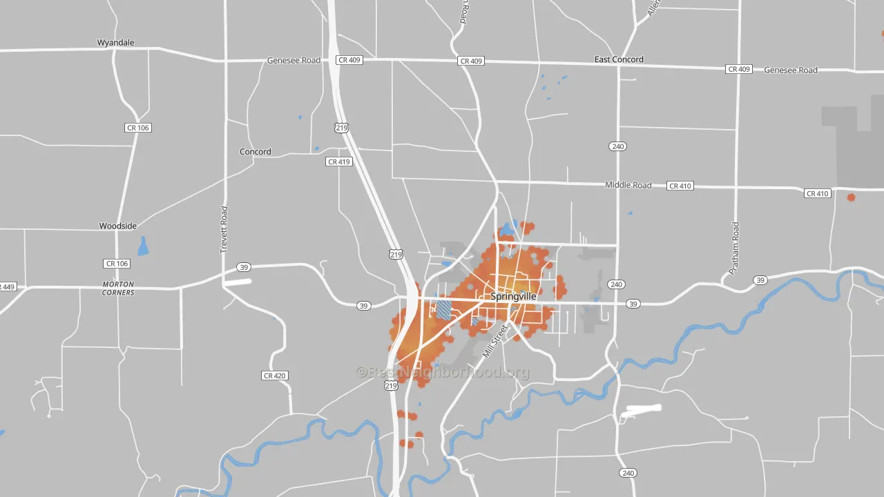Bike Grade map of 14141, NY
