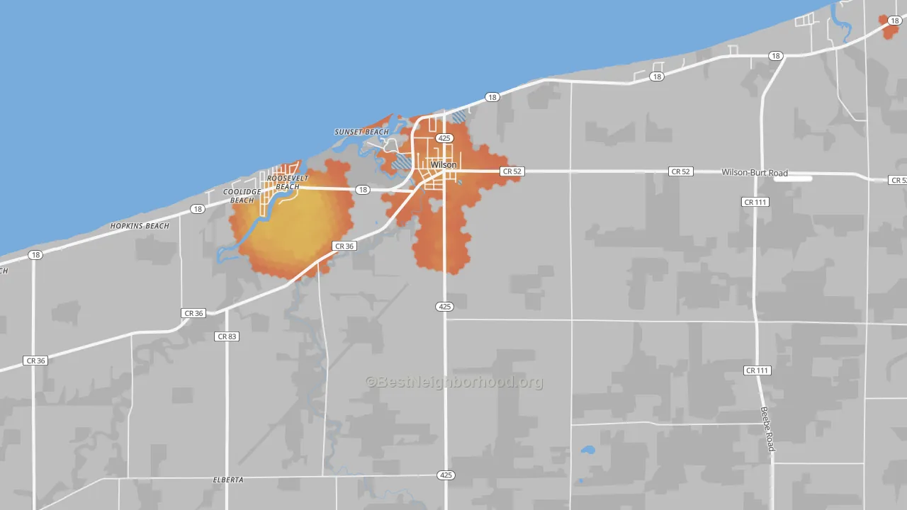 Bike Grade map of 14172, NY