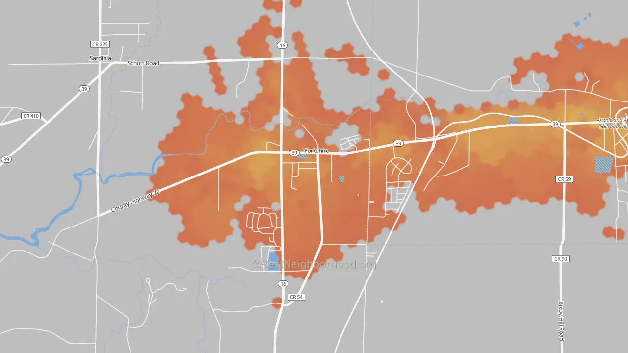 Bike Grade map of 14173, NY