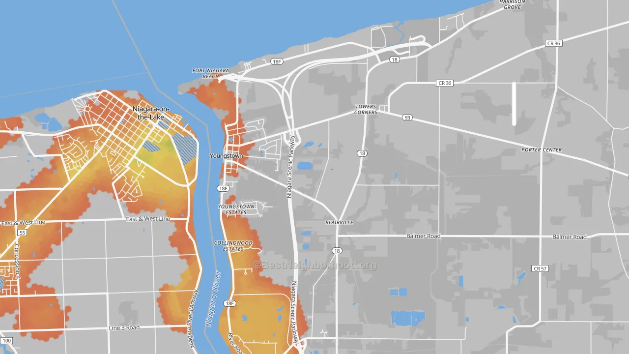 Bike Grade map of 14174, NY
