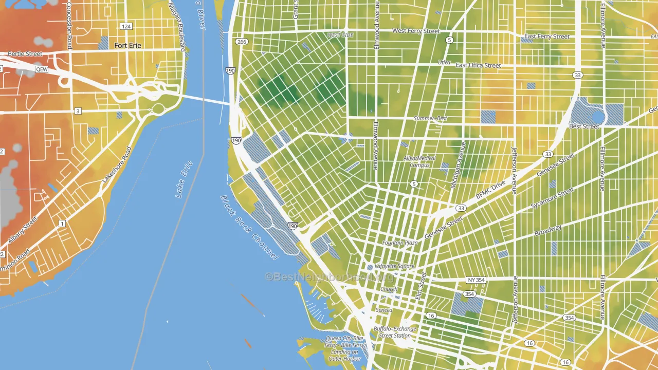 Bike Grade map of 14201, NY