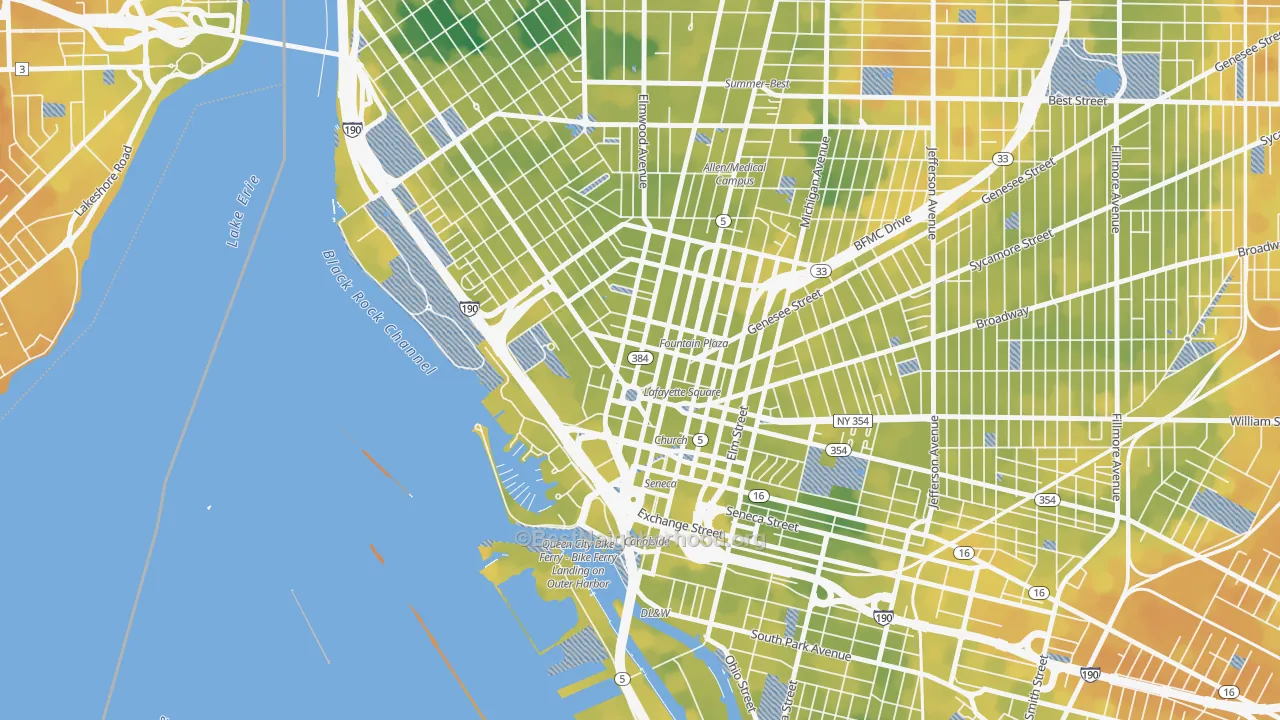 Bike Grade map of 14202, NY
