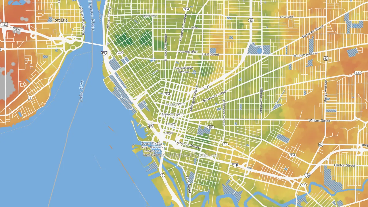 Bike Grade map of 14203, NY