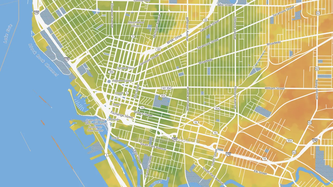Bike Grade map of 14204, NY