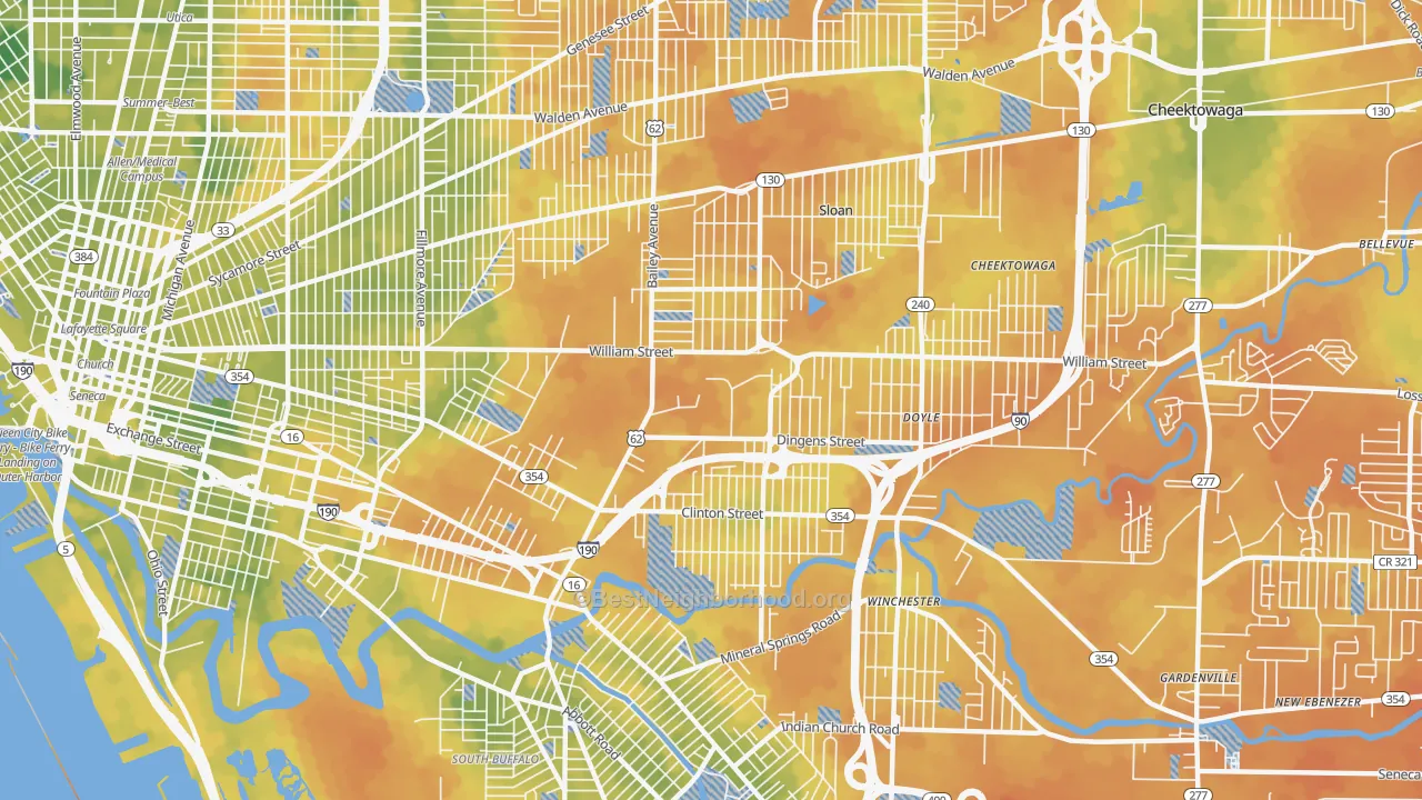 Bike Grade map of 14206, NY