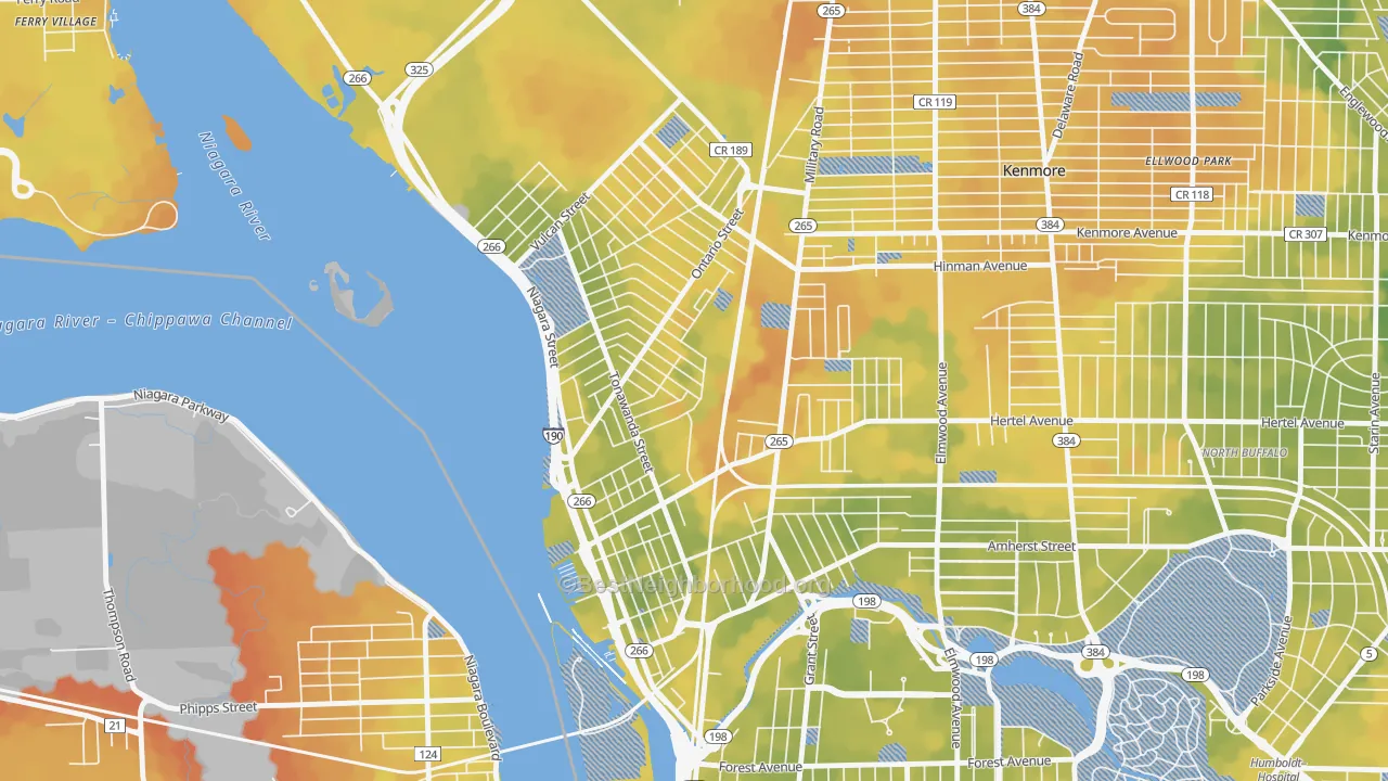 Bike Grade map of 14207, NY