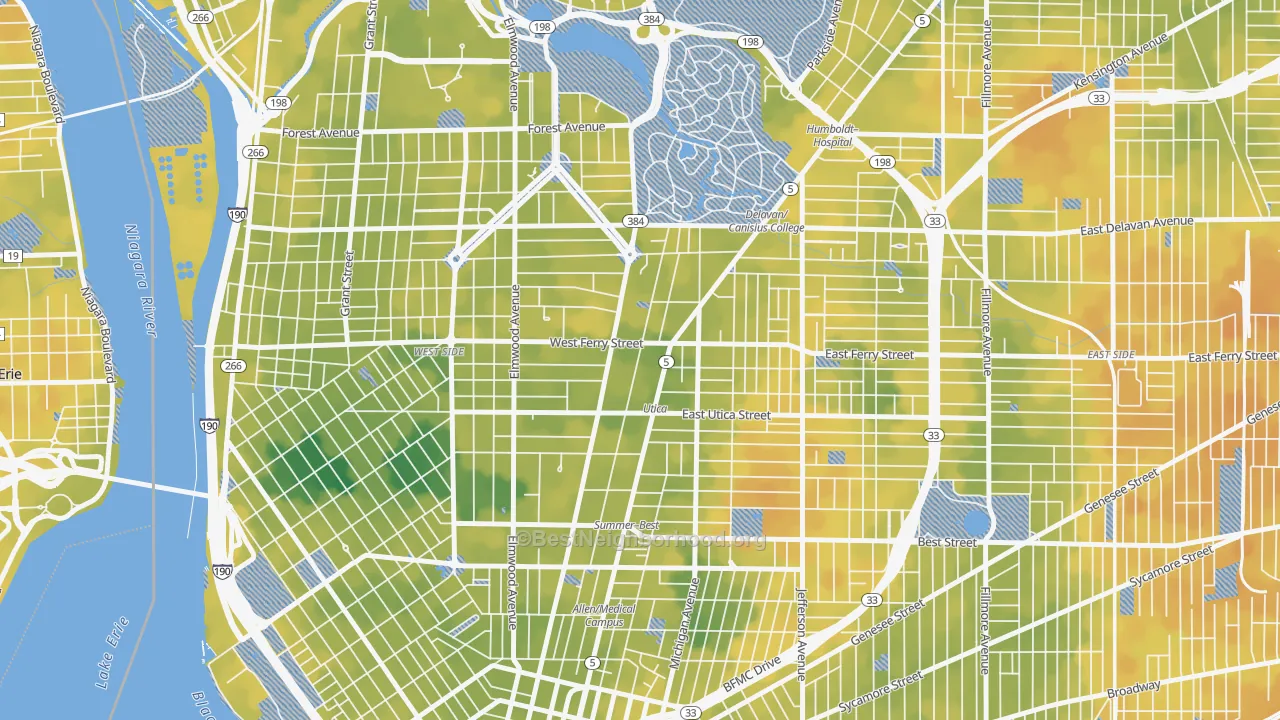 Bike Grade map of 14209, NY