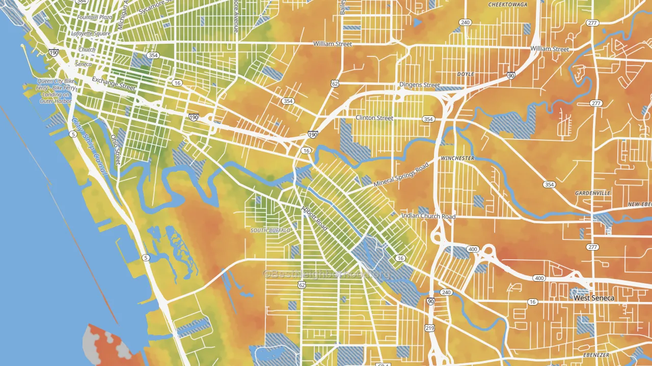 Bike Grade map of 14210, NY