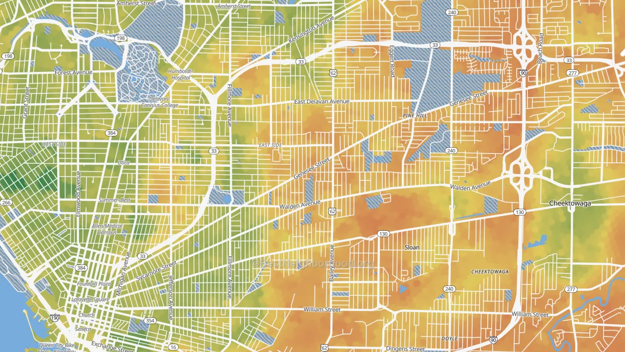 Bike Grade map of 14211, NY