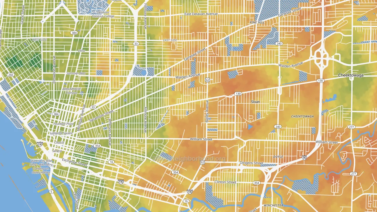 Bike Grade map of 14212, NY