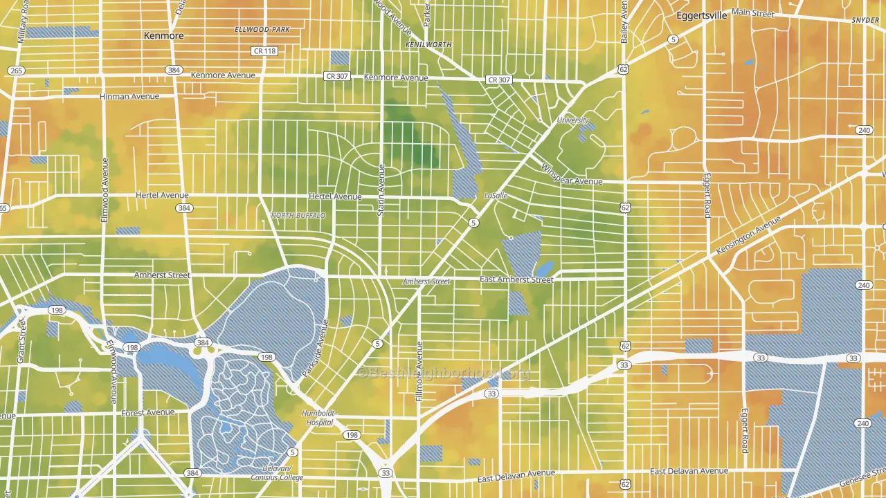 Bike Grade map of 14214, NY