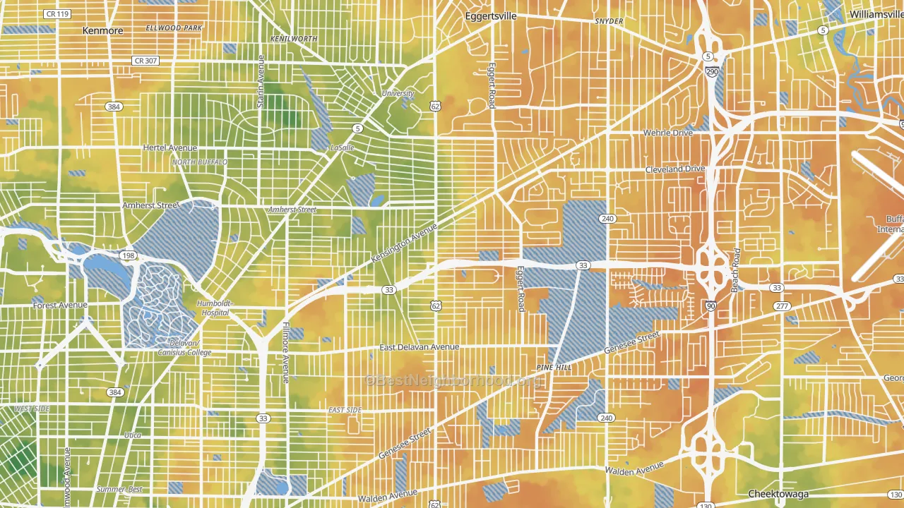Bike Grade map of 14215, NY
