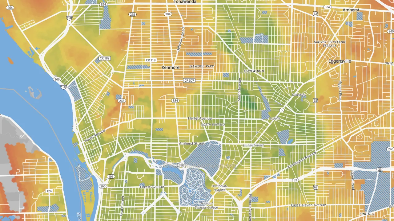 Bike Grade map of 14216, NY