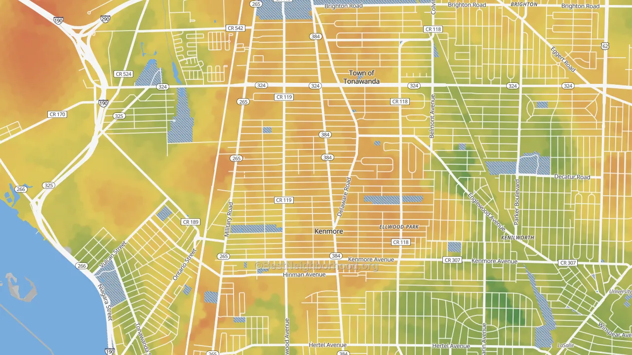 Bike Grade map of 14217, NY