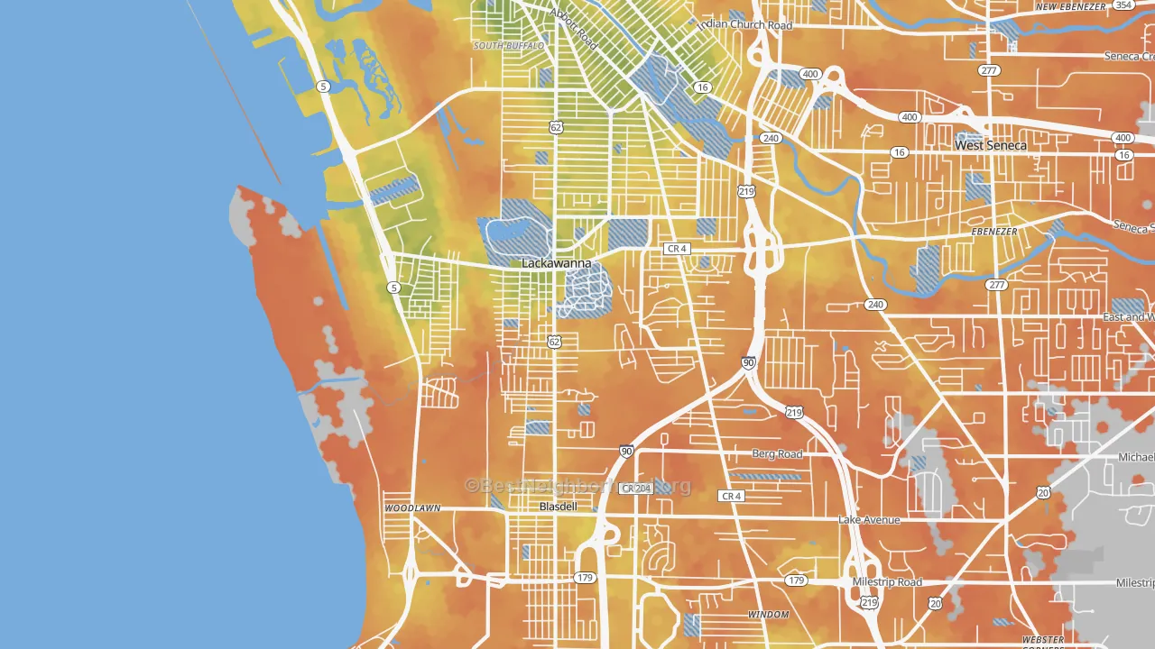 Bike Grade map of 14218, NY