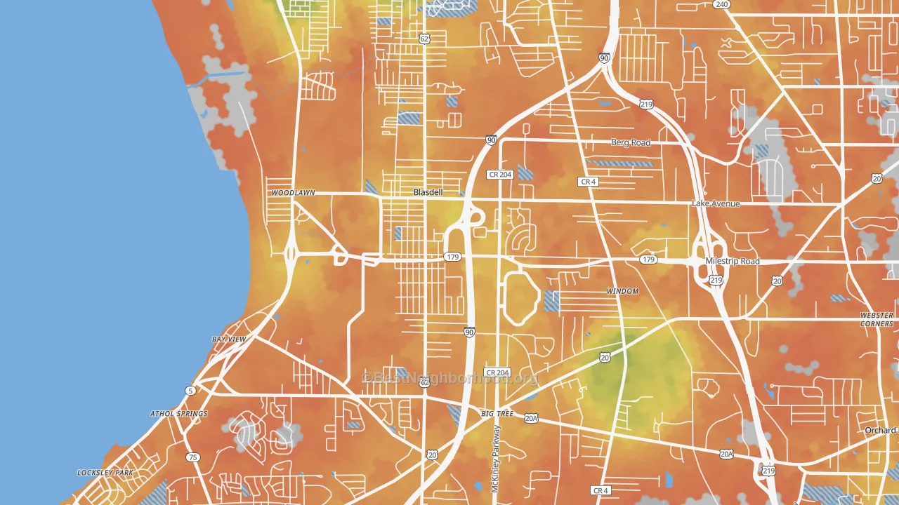 Bike Grade map of 14219, NY