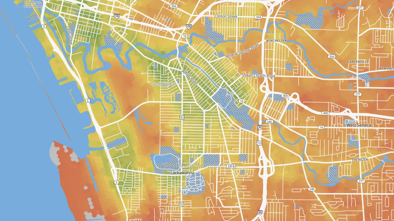 Bike Grade map of 14220, NY