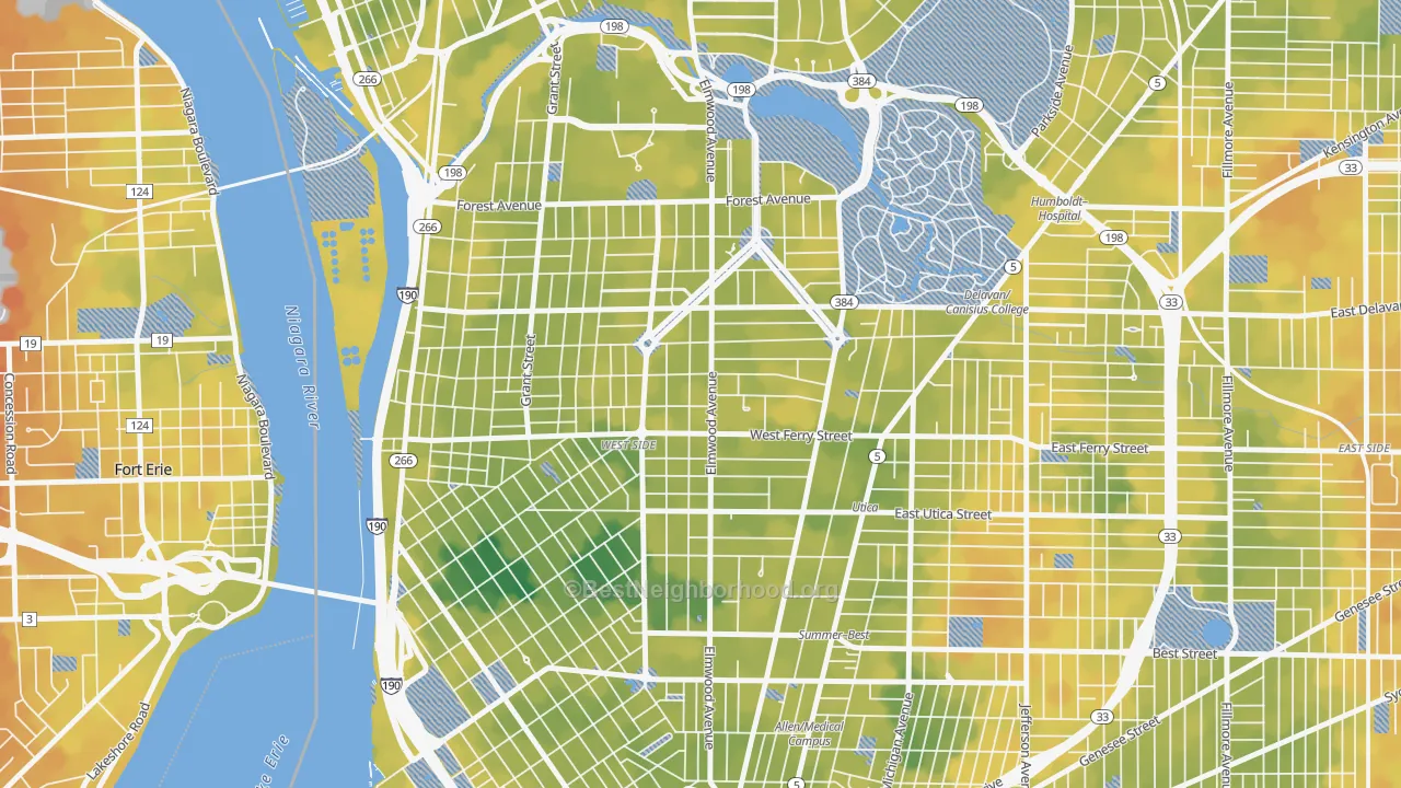 Bike Grade map of 14222, NY