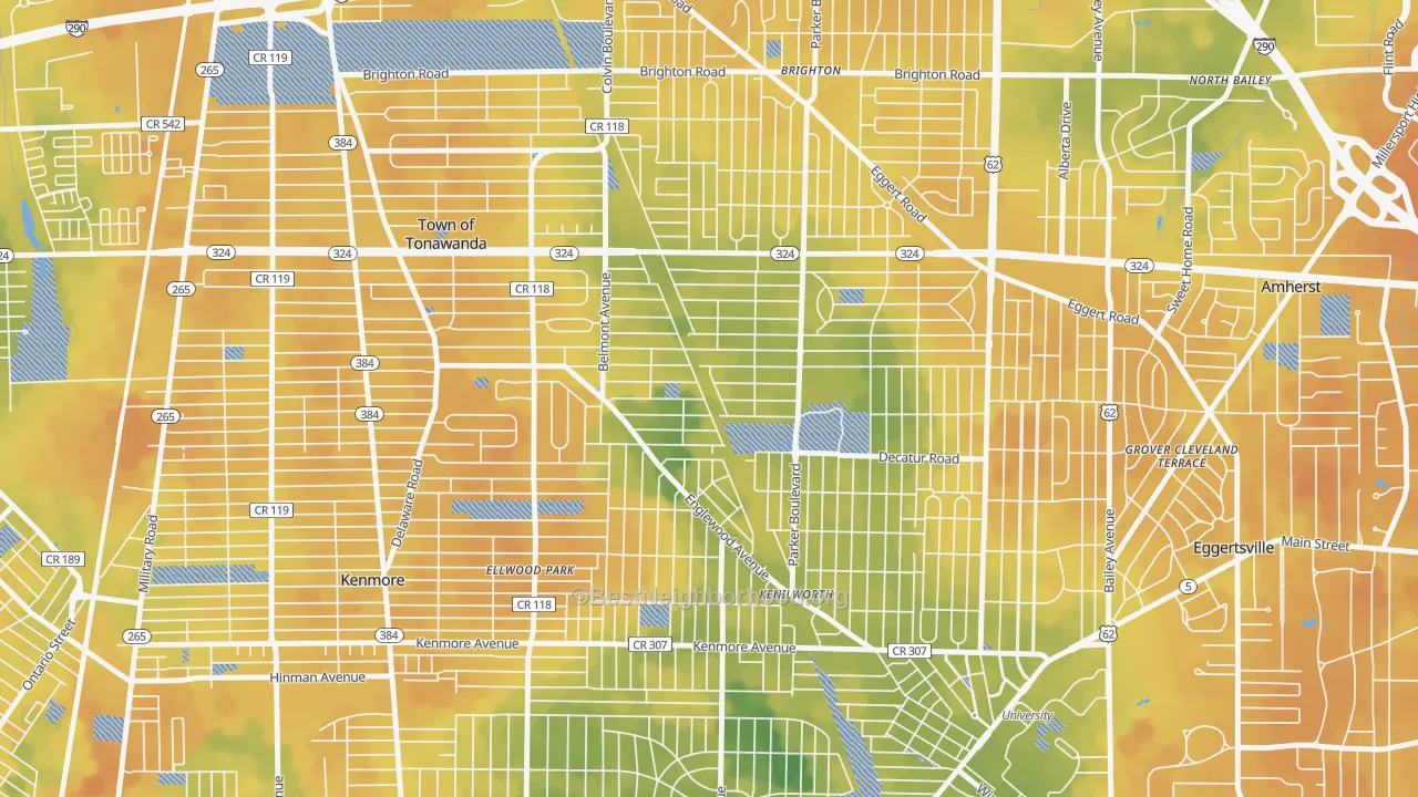 Bike Grade map of 14223, NY