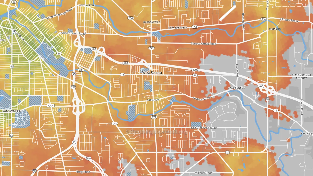 Bike Grade map of 14224, NY