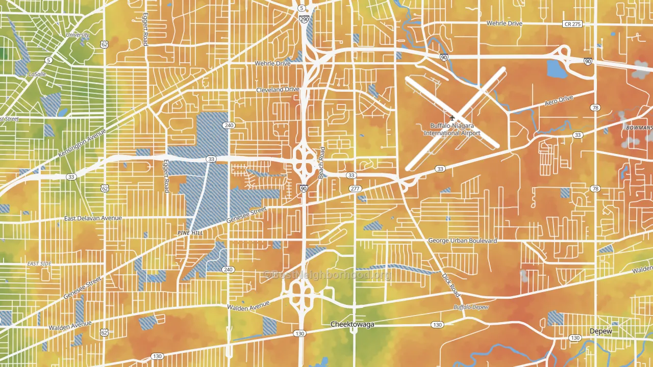 Bike Grade map of 14225, NY