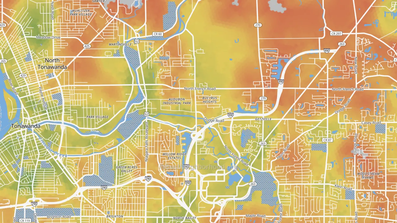 Bike Grade map of 14228, NY