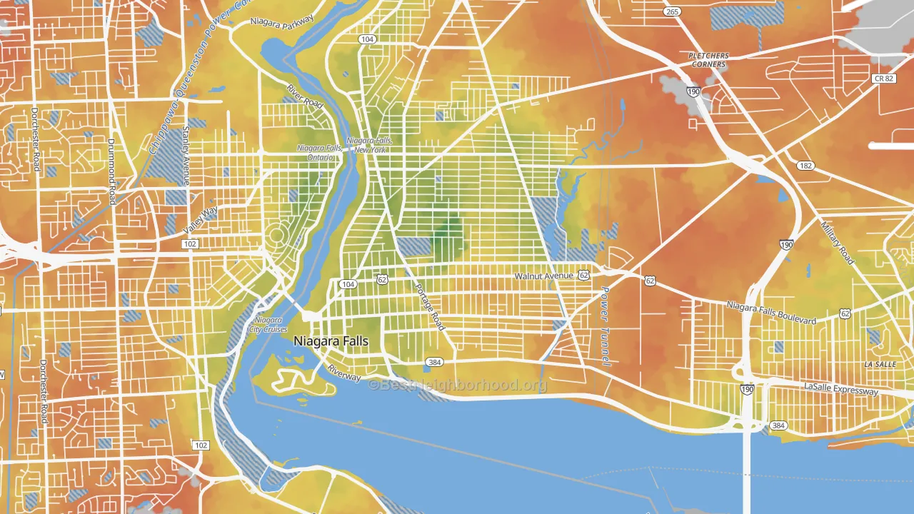 Bike Grade map of 14301, NY