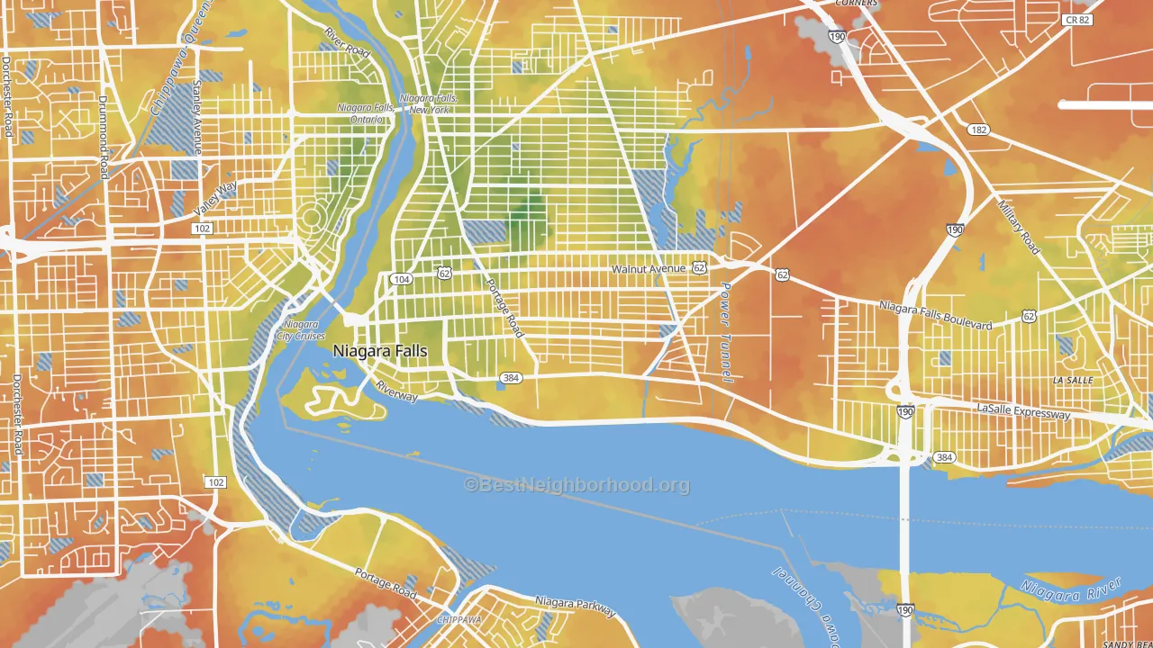 Bike Grade map of 14303, NY