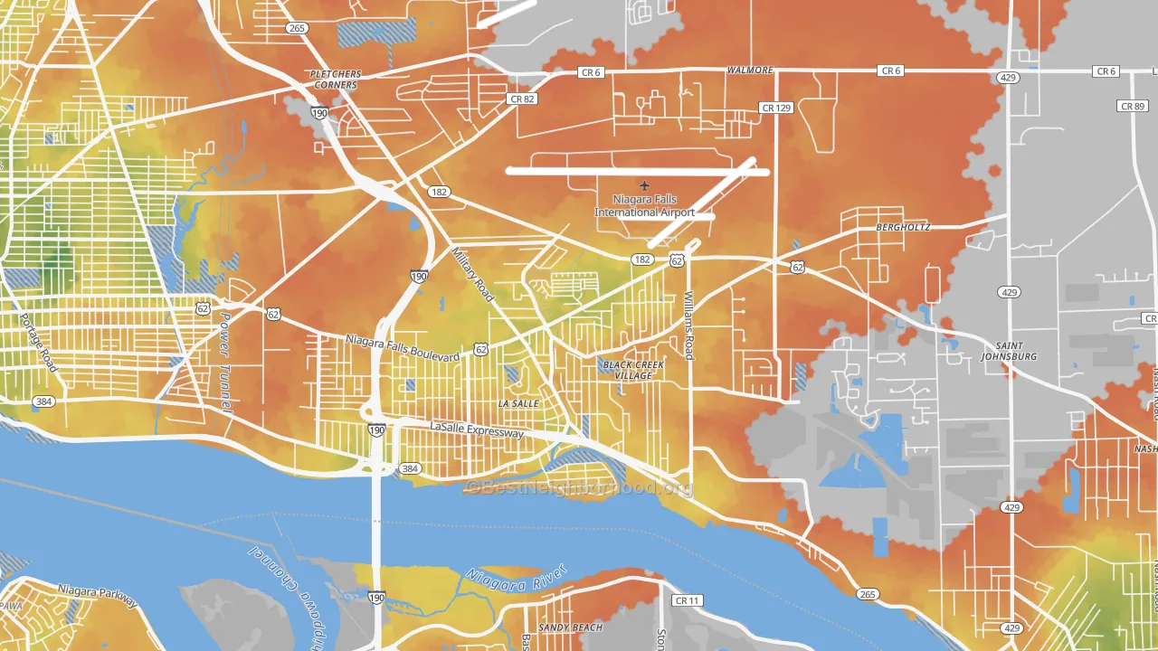 Bike Grade map of 14304, NY