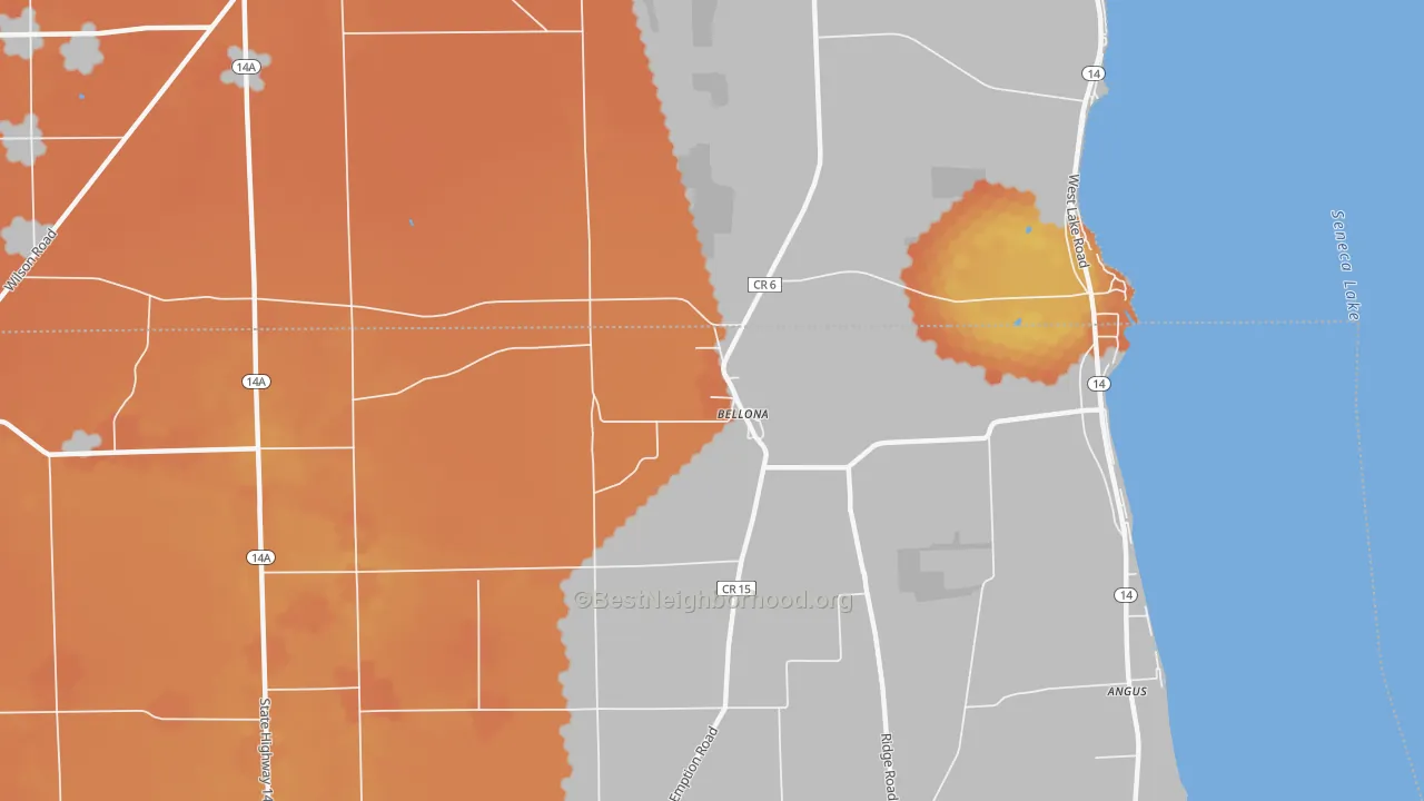 Bike Grade map of 14415, NY