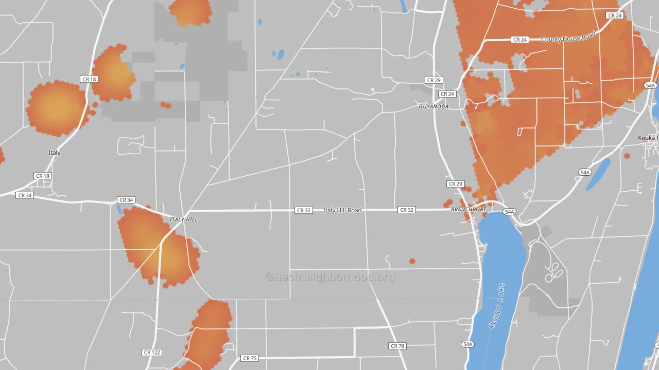 Bike Grade map of 14418, NY
