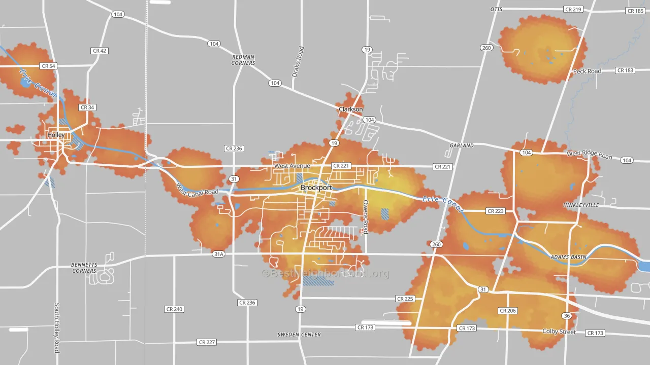 Bike Grade map of 14420, NY