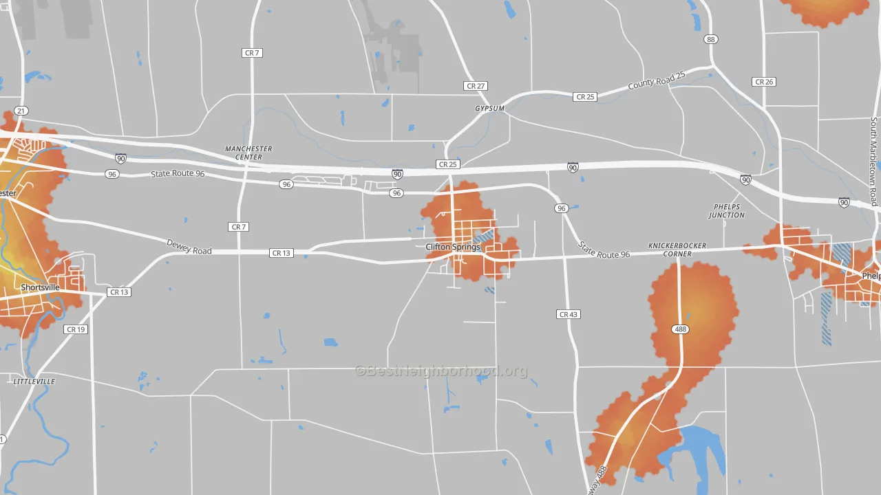 Bike Grade map of 14432, NY