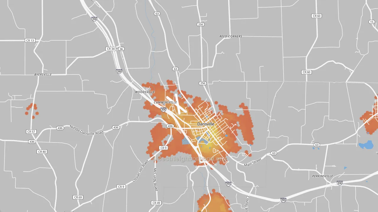 Bike Grade map of 14437, NY