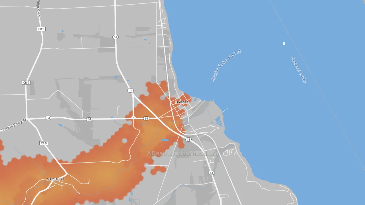 Bike Grade map of 14441, NY