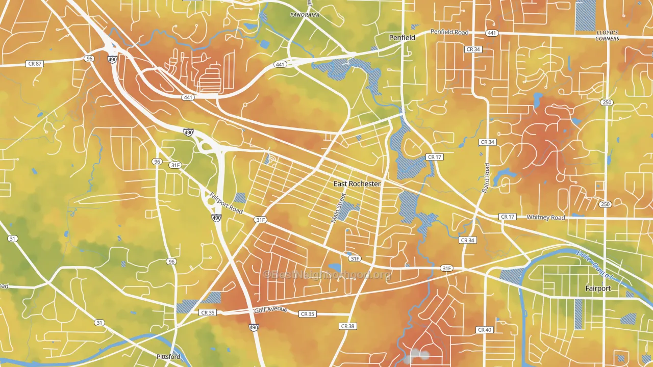 Bike Grade map of 14445, NY