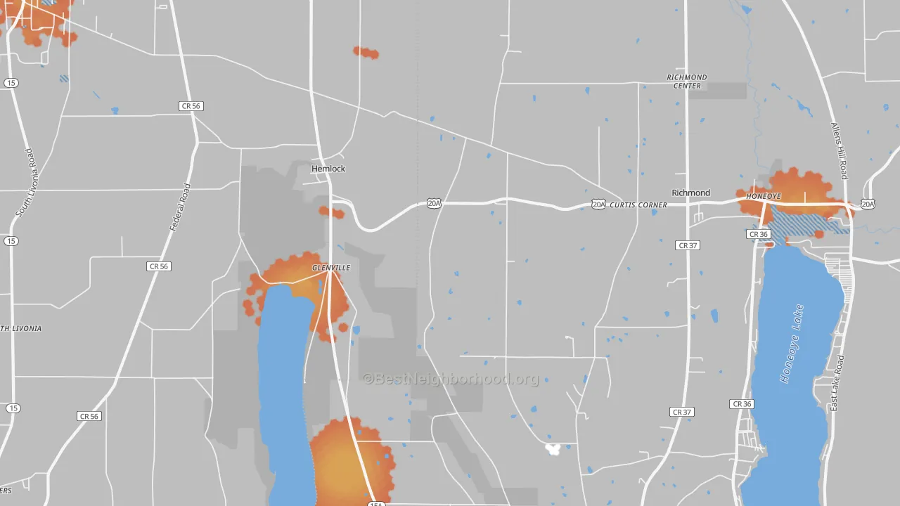 Bike Grade map of 14466, NY