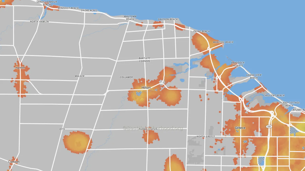 Bike Grade map of 14468, NY