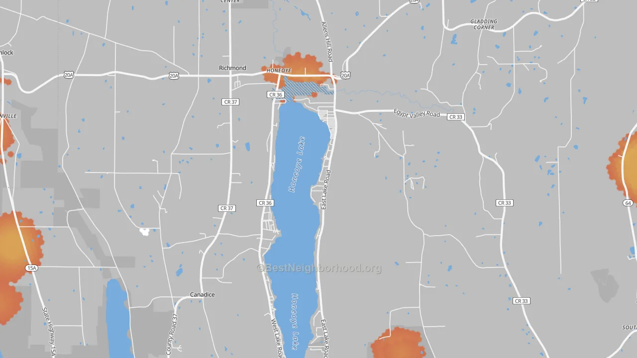Bike Grade map of 14471, NY