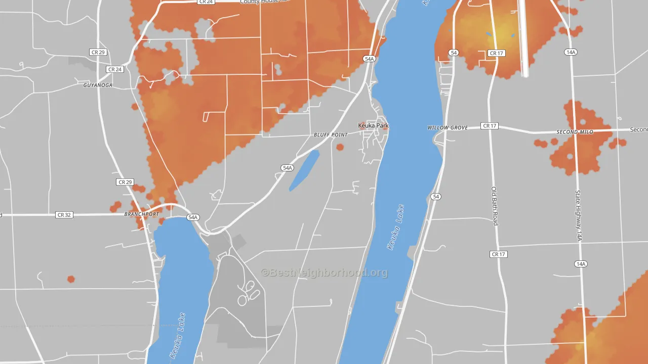 Bike Grade map of 14478, NY