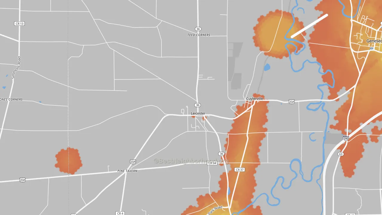 Bike Grade map of 14481, NY