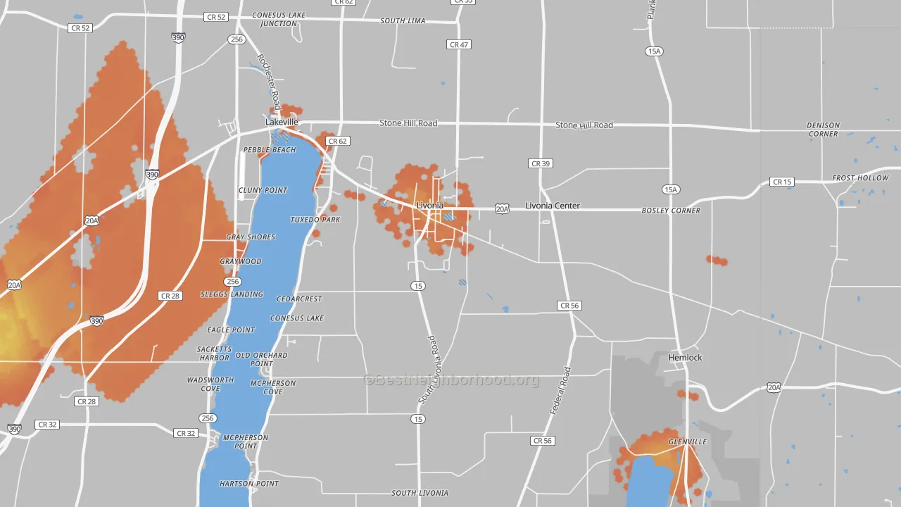 Bike Grade map of 14487, NY