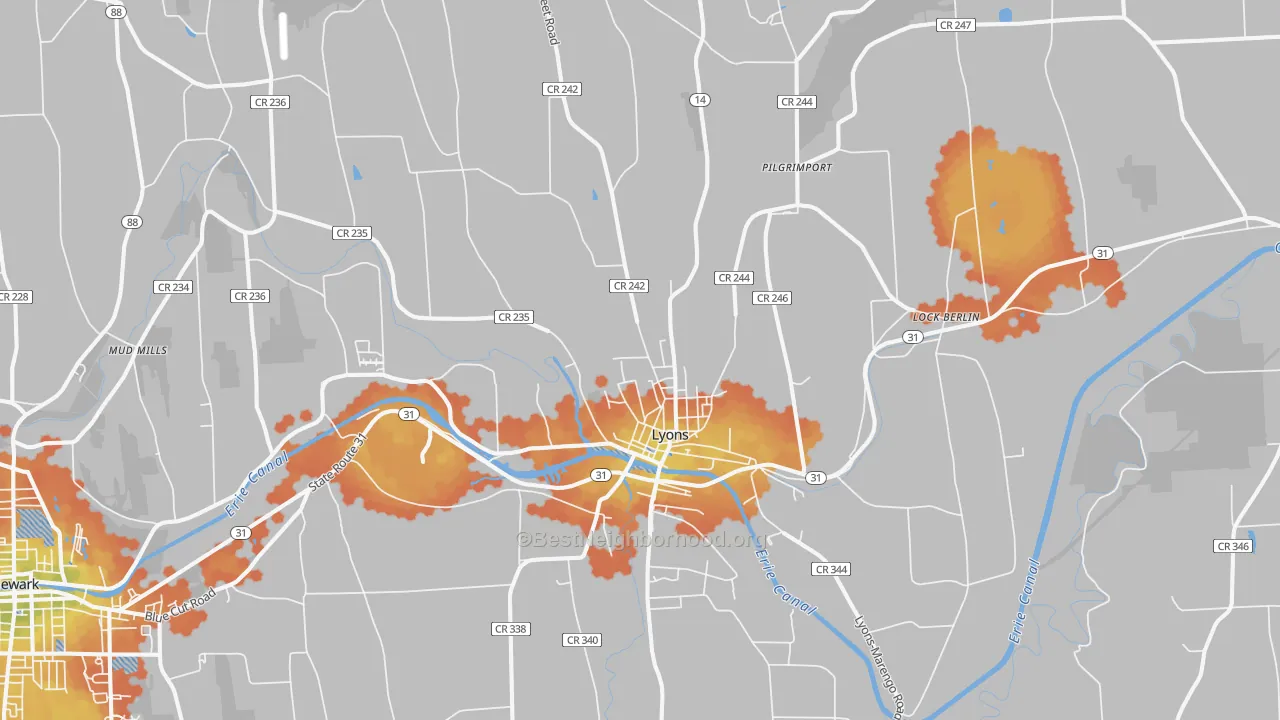 Bike Grade map of 14489, NY