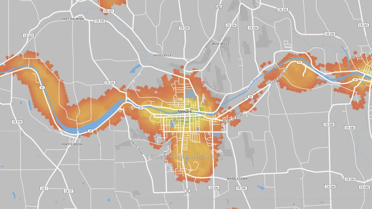 Bike Grade map of 14513, NY