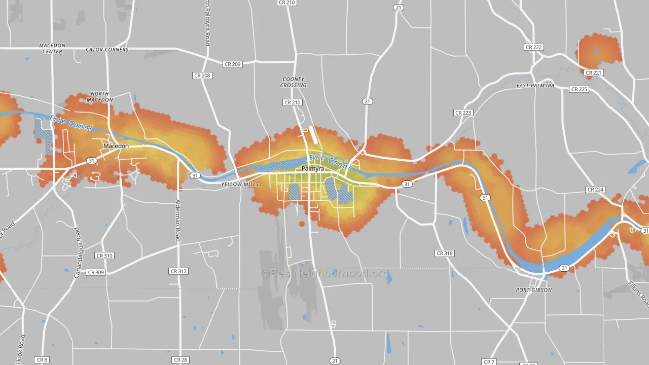 Bike Grade map of 14522, NY