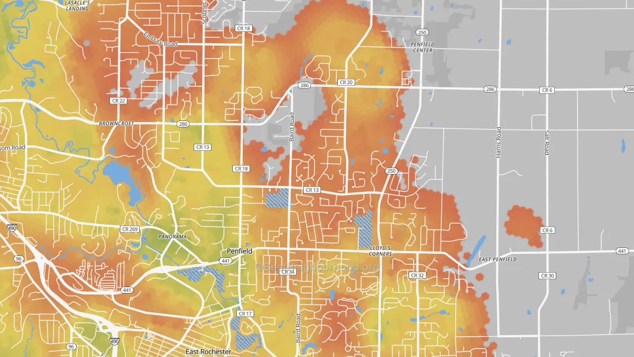 Bike Grade map of 14526, NY